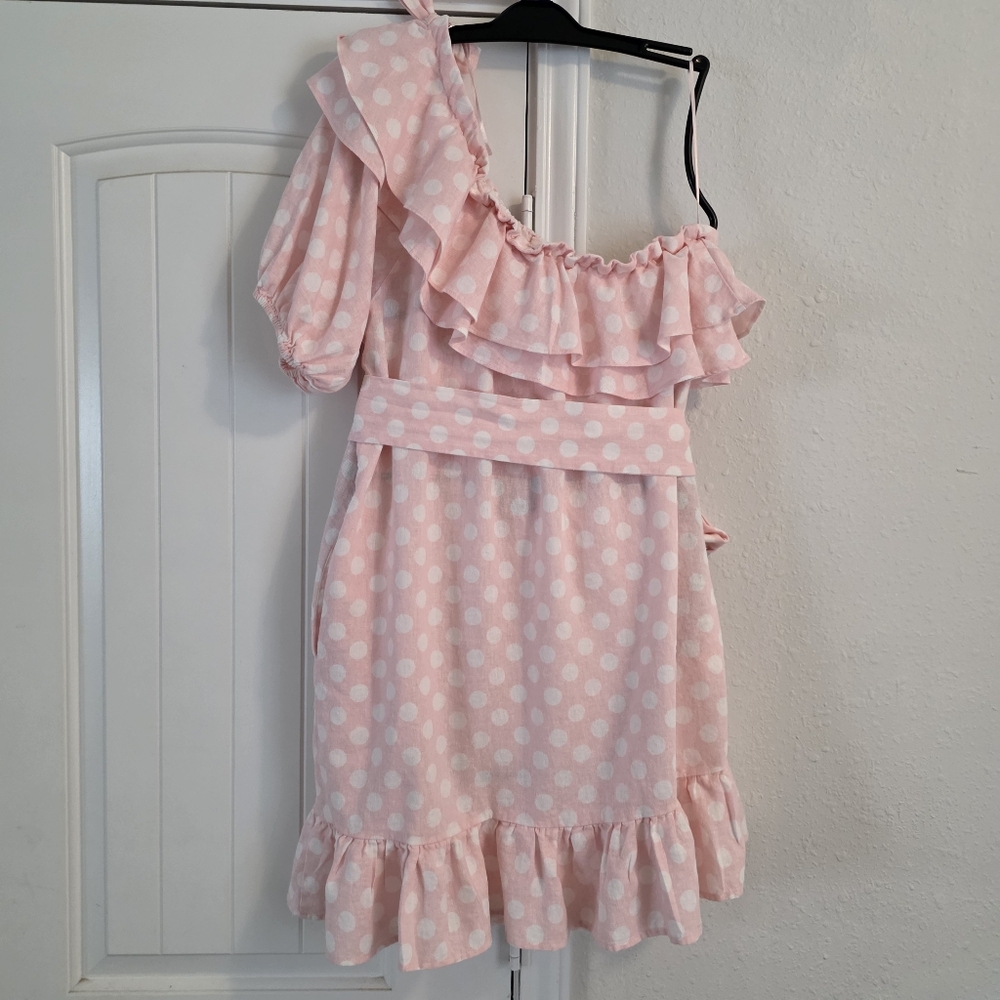 Lisa Marie Fernandez Pink Polka Dot Ruffle Dress Size XL - Picture 5 of 11